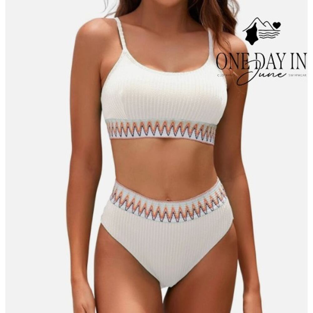 Lilosy Textured Crop Bikini Swimsuit Size M